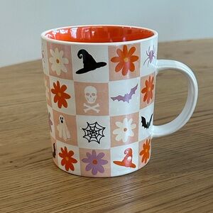 Spooky Checkered Mug with Orange Interior